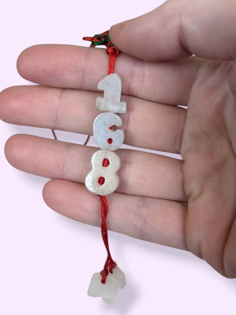 "Angel Number" 168 Nephrite Beaded Dangling Charm